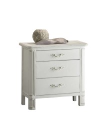 COMODINO IN LEGNO 3 CASSETTI SHABBY BIANCO CONSUMATO 59X42X61