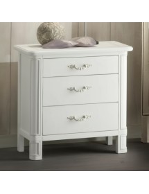 COMODINO IN LEGNO 3 CASSETTI SHABBY BIANCO 59X42X61