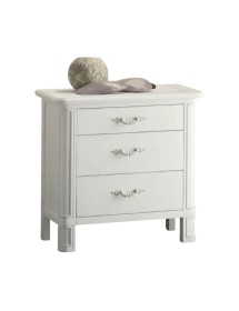 COMODINO IN LEGNO 3 CASSETTI SHABBY BIANCO 59X42X61