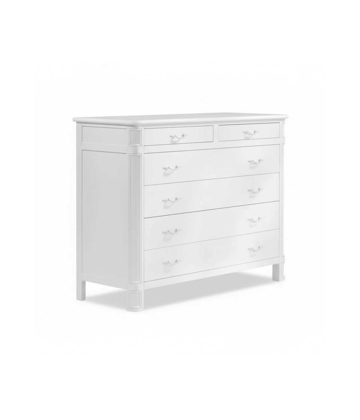 CASSETTIERA IN LEGNO 6 CASSETTI SHABBY CHIC BIANCO 121X53X104 (3200)