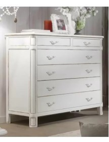 CASSETTIERA LEGNO 6 CASSETTI SHABBY BIANCO CONSUMATO 121X53X104 (3200)