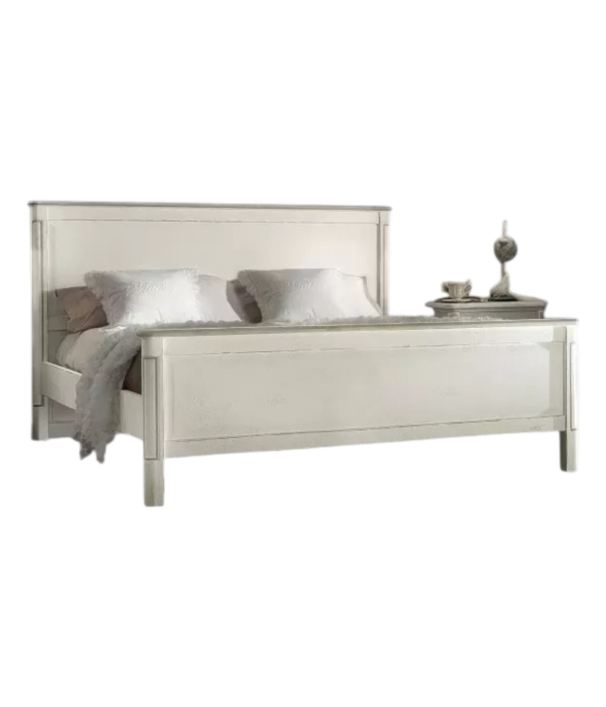 MOBILI 2G - LETTO MATRIMONIALE ARTE POVERA SHABBY CHIC L.183 x P.214 x H.110 vista frontale