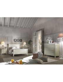 Letto 1 piazza e mezza legno shabby chic bianco grigio 138x214x110