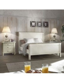 Letto 1 piazza e mezza legno shabby chic bianco grigio 138x214x110