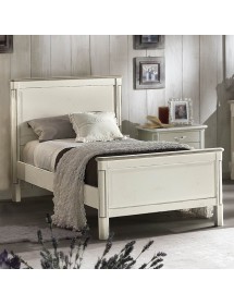 Letto singolo legno shabby chic bianco grigio 107x214x110