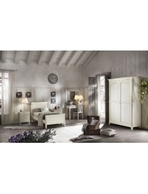 Letto singolo legno shabby chic bianco grigio 107x214x110