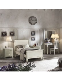 Letto singolo legno shabby chic bianco grigio 107x214x110