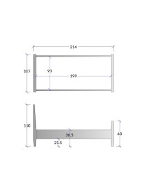 Letto singolo legno shabby chic bianco grigio 107x214x110