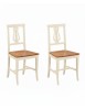 Set 2 sedie a lira legno shabby bicolore con seduta legno