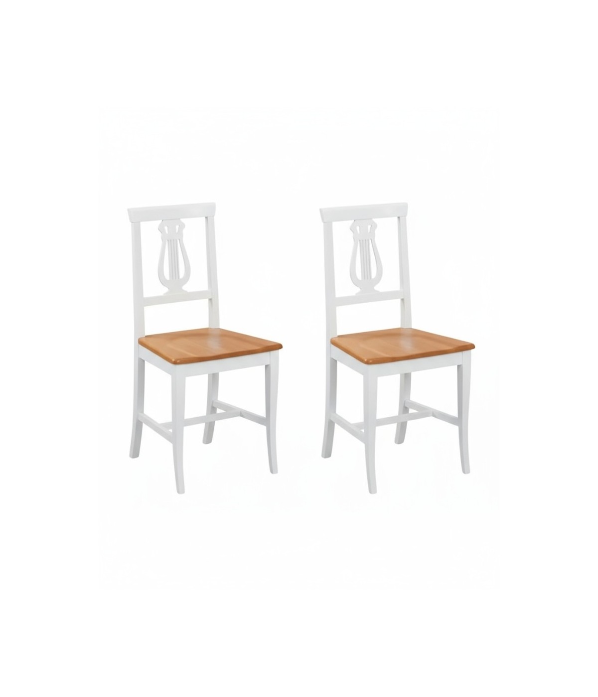 Set 2 sedie a lira legno shabby bicolore con seduta legno