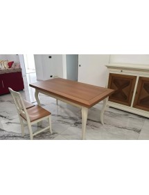 Set 2 sedie a lira legno shabby bicolore con seduta legno
