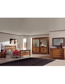 Camera completa classica legno intagliata tinta noce