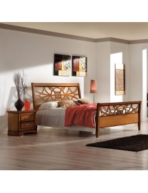 Camera completa classica legno intagliata tinta noce