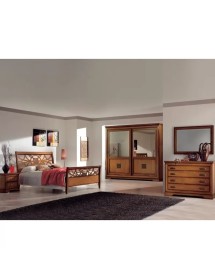 Armadio 2 porte scorrevoli classico intaglio tinta noce 285x63x253