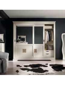 Armadio 2 porte scorrevoli shabby bianco intaglio 285x63x253