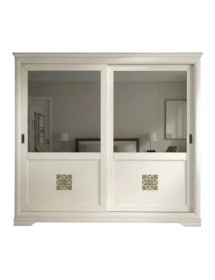Armadio 2 porte scorrevoli shabby bianco intaglio 285x63x253