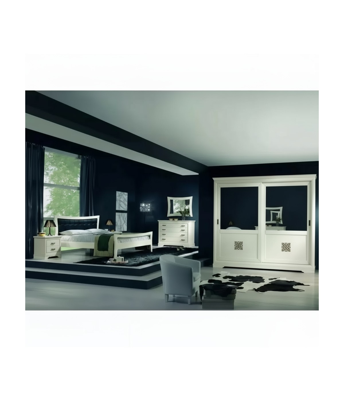 Camera completa classica legno shabby bianco