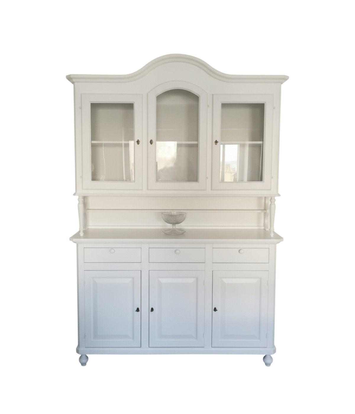 CRISTALLIERA 3 PORTE BIANCA LEGNO SHABBY CHIC L.150X43X215 (1508)