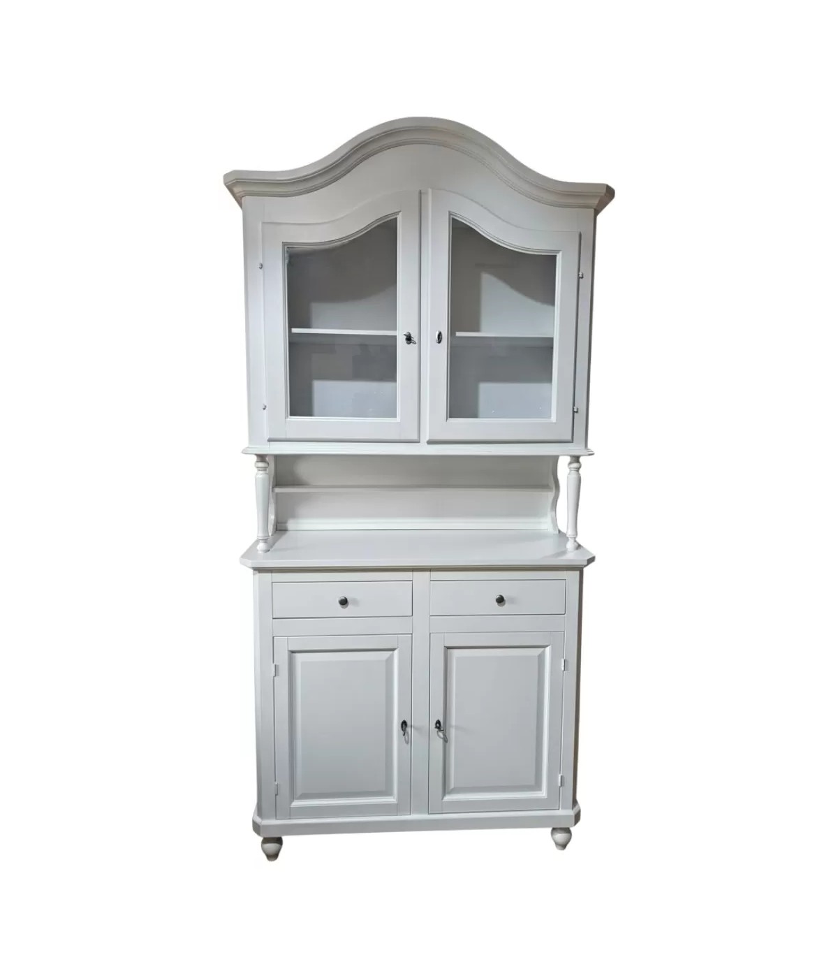 CRISTALLIERA IN LEGNO 4 PORTE BIANCA SHABBY CHIC 104X43X215 (1509)