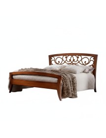 MOBILI 2G - LETTO ARTE POVERA TRAFORATO IN LEGNO TINTA NOCE 184x210x120