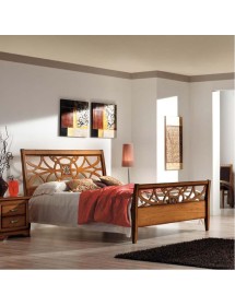 Letto arte povera traforato legno tinta noce 170x226x126