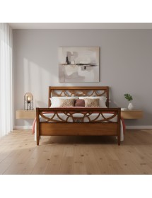 Letto arte povera traforato legno tinta noce 170x226x126