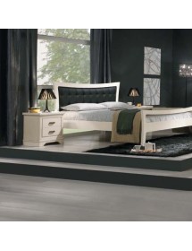 Letto matrimoniale shabby bianco testata capitoneè ecopelle 183x209x115