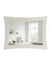 Specchiera rettangolare sagomata legno shabby bianco 108x79x3