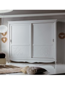 Camera completa classica legno shabby bianco con rilievi