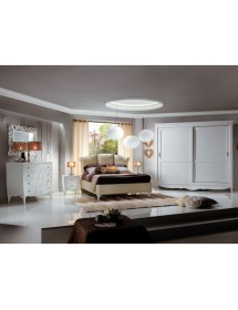 Camera completa classica legno shabby bianco con rilievi