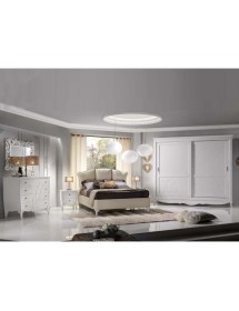 Camera completa classica legno shabby bianco con rilievi