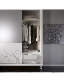 Armadio 2 porte scorrevoli shabby bianco decori 276x63x253