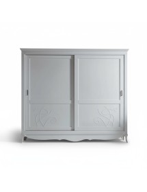 Armadio 2 porte scorrevoli shabby bianco decori 276x63x253