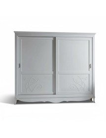 Armadio 2 porte scorrevoli shabby bianco decori 276x63x253