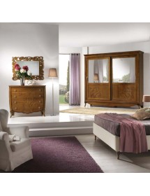 Camera completa classica legno noce bassano con rilievi