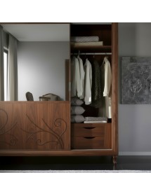 Armadio 2 porte scorrevoli classico decori noce bassano 276x63x253