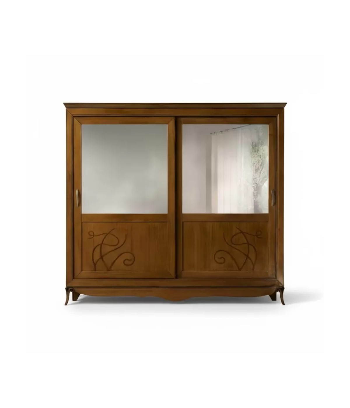 Armadio 2 porte scorrevoli classico decori noce bassano 276x63x253