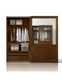 Armadio 2 porte scorrevoli vetro classico noce 282x66x248