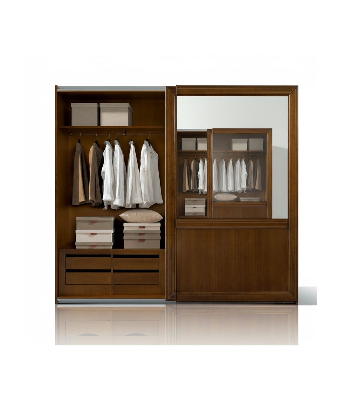 Armadio 2 porte scorrevoli vetro classico noce 282x66x248