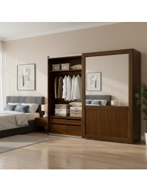 Armadio 2 porte scorrevoli vetro classico noce 282x66x248