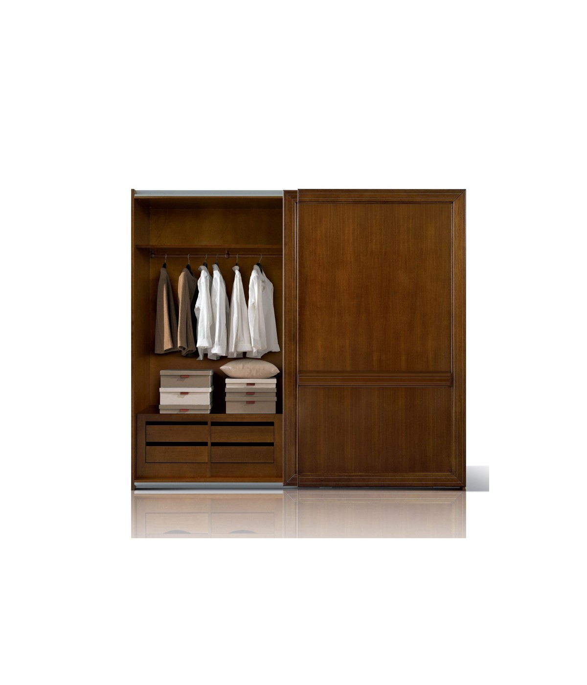 Armadio 2 porte scorrevoli legno classico noce 282x66x248