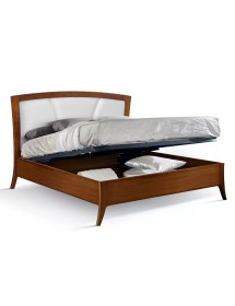 Letto matrimoniale legno ecopelle con contenitore noce bassano 184x210x120
