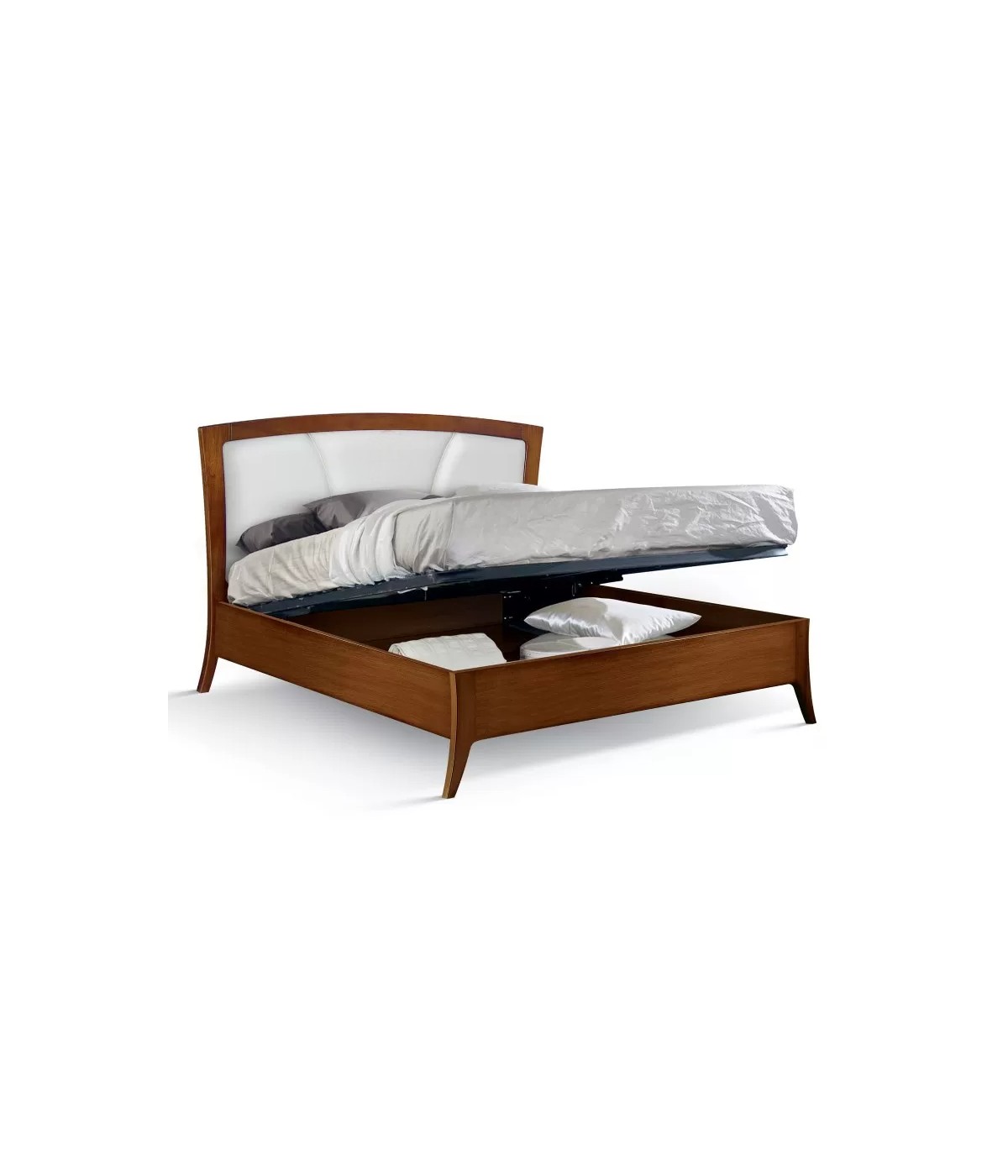 Letto matrimoniale legno ecopelle con contenitore noce bassano 184x210x120