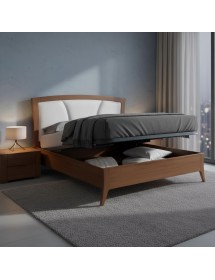 Letto matrimoniale legno ecopelle con contenitore noce bassano 184x210x120