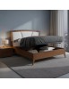 Letto matrimoniale legno ecopelle con contenitore noce bassano 184x210x120