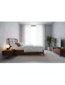 Letto matrimoniale legno traforato con contenitore noce bassano 184x210x120