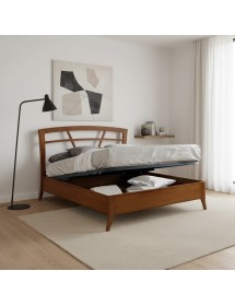 Letto matrimoniale legno traforato con contenitore noce bassano 184x210x120