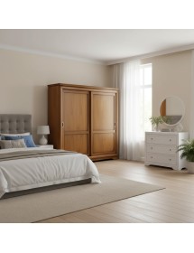 Armadio 2 porte scorrevoli legno classico noce bassano 285x63x253