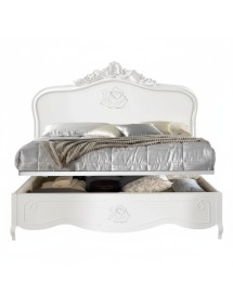 Letto matrimoniale barocco con contenitore decoro rosa 182x212x156 (2134)