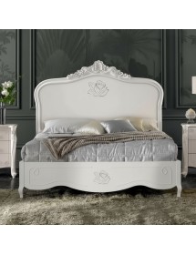 Letto matrimoniale barocco rosa intagliata bianco 182x212x156 (2134)
